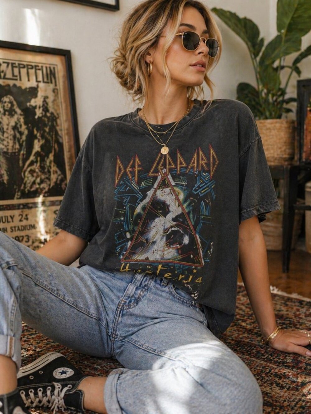 Original Vintage Def Leppard Graphic Band Tee Hysteria Tour 1987